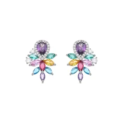 Pendientes de Circonita Multicolor Acabado En Plata - Furath