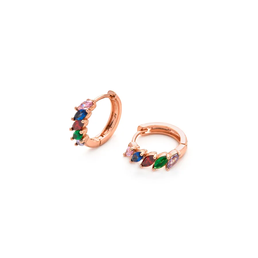 Pendientes de Circonita Multicolor acabado en oro amarillo de 18k - Widas