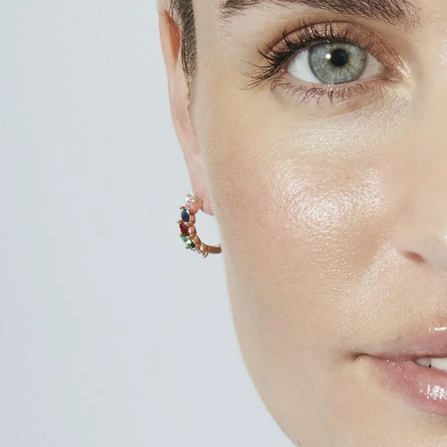 Pendientes de Circonita Multicolor acabado en oro amarillo de 18k - Widas