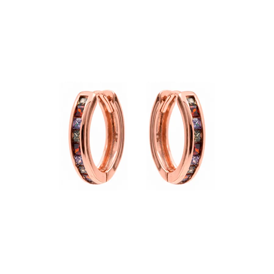 Pendientes de Circonita Multicolor acabado en oro rosa de 18k - Ulanbu