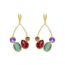 Pendientes de Circonita Multicolor acabados en oro amarillo 18K - Mortha