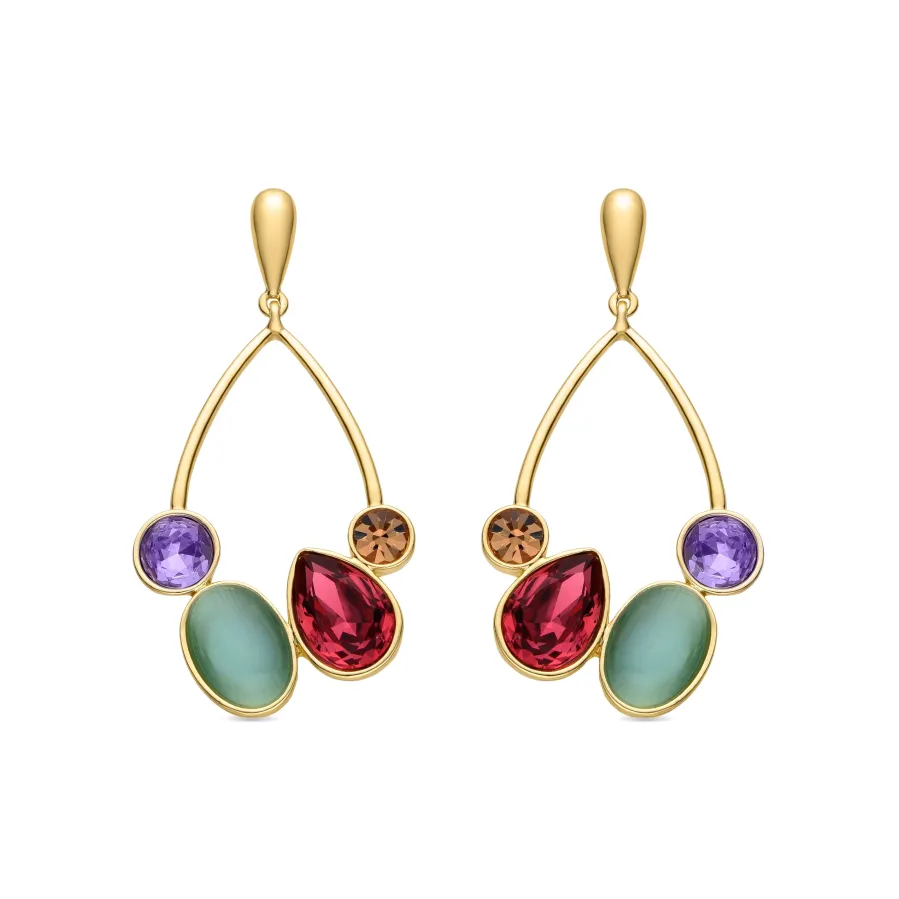 Pendientes de Circonita Multicolor acabados en oro amarillo 18K - Mortha