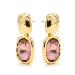 Pendientes de Circonita Marrón acabado en oro amarillo 18k - Ashan