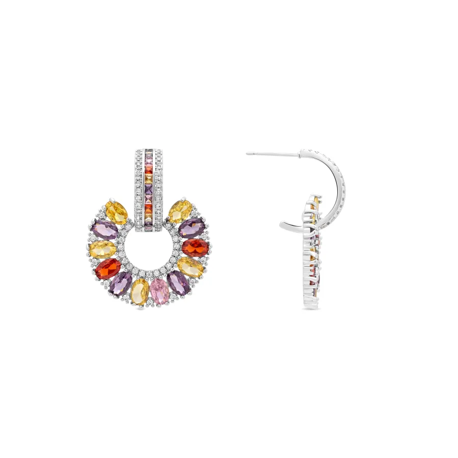Pendientes de Circonita Multicolor Acabado En Plata - Chaxa