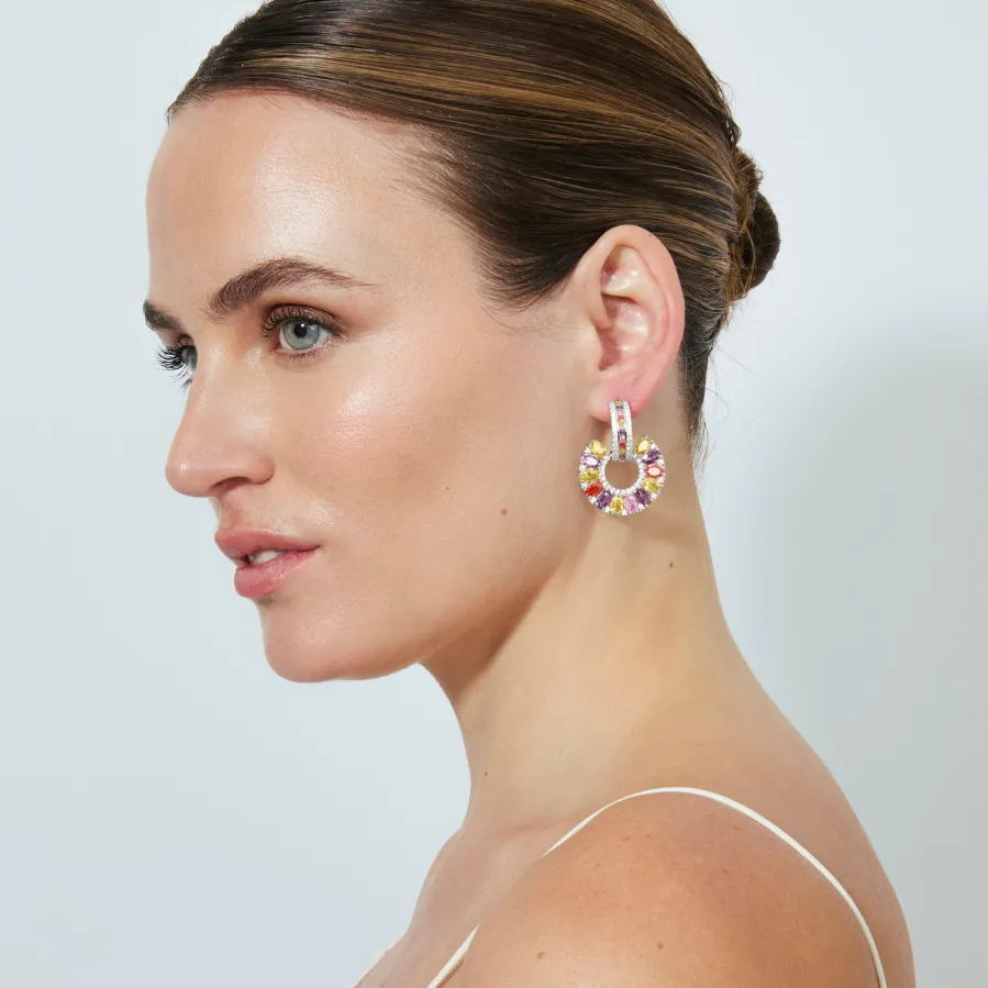 Pendientes de Circonita Multicolor Acabado En Plata - Chaxa