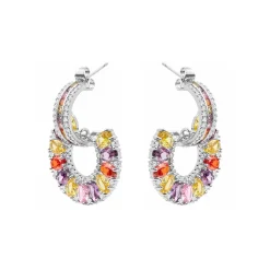 Pendientes de Circonita Multicolor Acabado En Plata - Chaxa