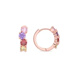 Pendientes de Circonita Multicolor acabado en oro rosa de 18k - Zamza