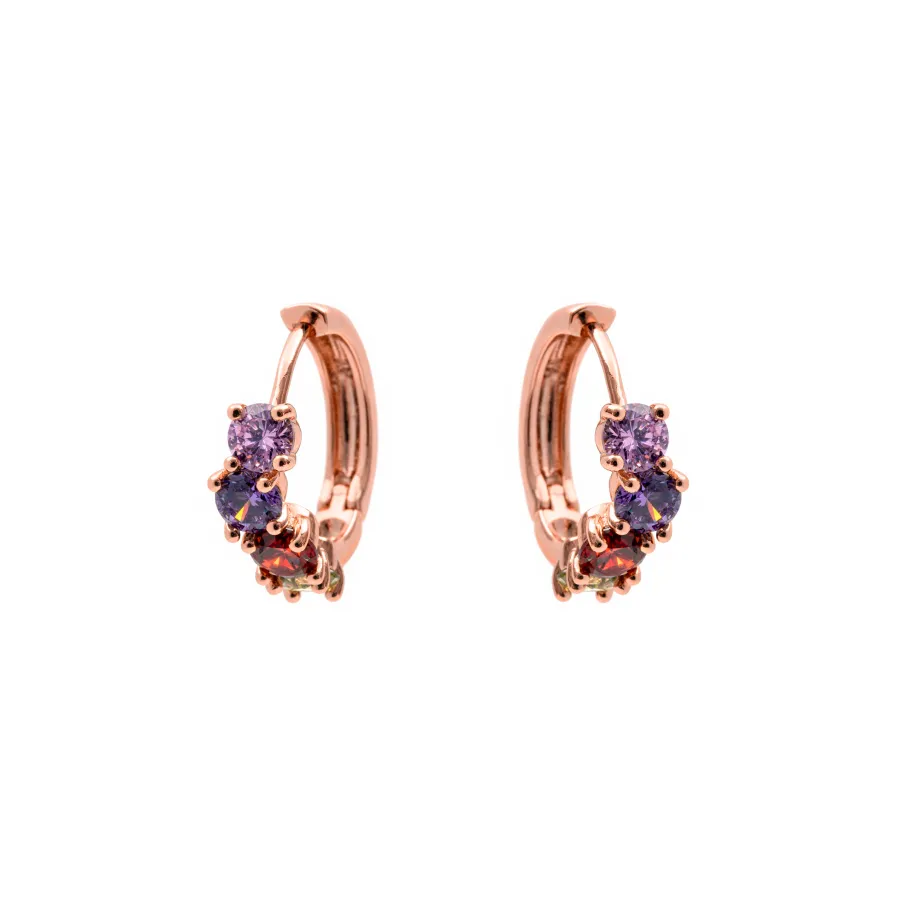 Pendientes de Circonita Multicolor acabado en oro rosa de 18k - Zamza