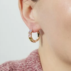 Pendientes de Circonita Multicolor acabado en oro rosa de 18k - Uyib