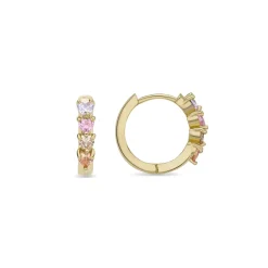 Pendientes de Circonita Multicolor acabado en oro rosa de 18k - Lakon