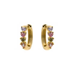 Pendientes de Circonita Multicolor acabado en oro rosa de 18k - Lakon
