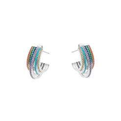 Pendientes de Circonita Multicolor Acabado En Plata - Negal