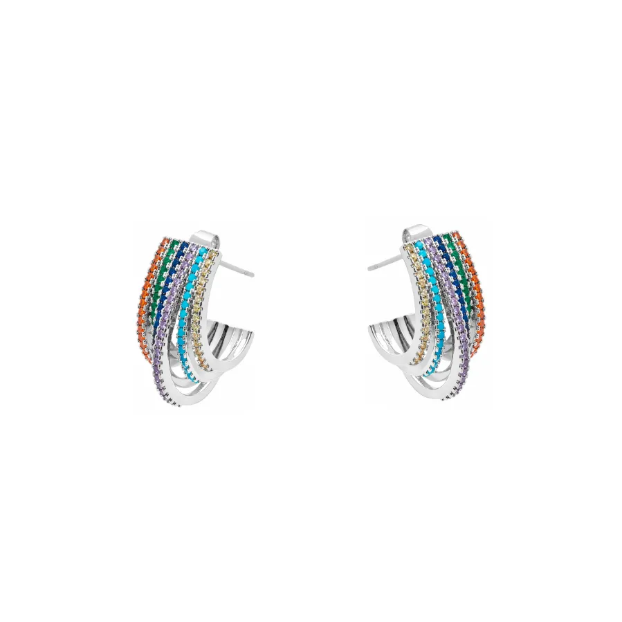 Pendientes de Circonita Multicolor Acabado En Plata - Negal