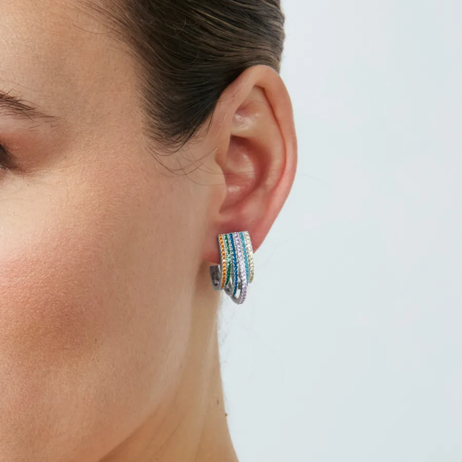 Pendientes de Circonita Multicolor Acabado En Plata - Negal