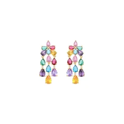 Pendientes de Circonita Multicolor acabado en oro amarillo de 18k - Linro