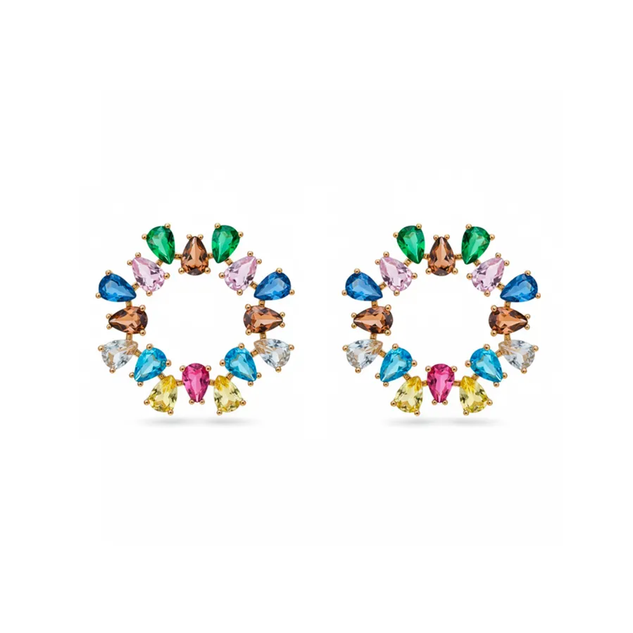 Pendientes de Circonita Multicolor acabado en rodio - Bodet