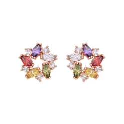 Pendientes de Circonita Multicolor acabado en oro rosa de 18k - Reyath