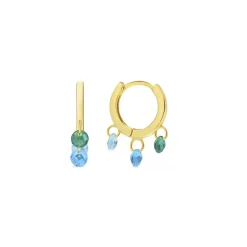 Pendientes de Circonita Multicolor acabado en oro amarillo de 18k - Seinti