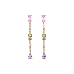 Pendientes de Circonita Multicolor acabado en oro amarillo de 18k - Ziadru