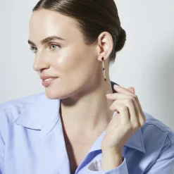 Pendientes de Circonita Multicolor acabado en oro amarillo de 18k - Ziadru