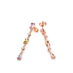 Pendientes de Circonita Multicolor acabado en oro amarillo de 18k - Ziadru