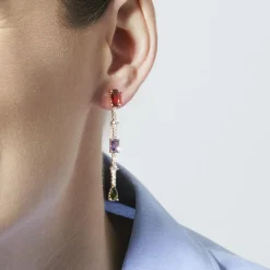 Pendientes de Circonita Multicolor acabado en oro amarillo de 18k - Ziadru