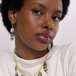 Pendientes de Circonita Multicolor acabados en oro amarillo 18K - Muisem