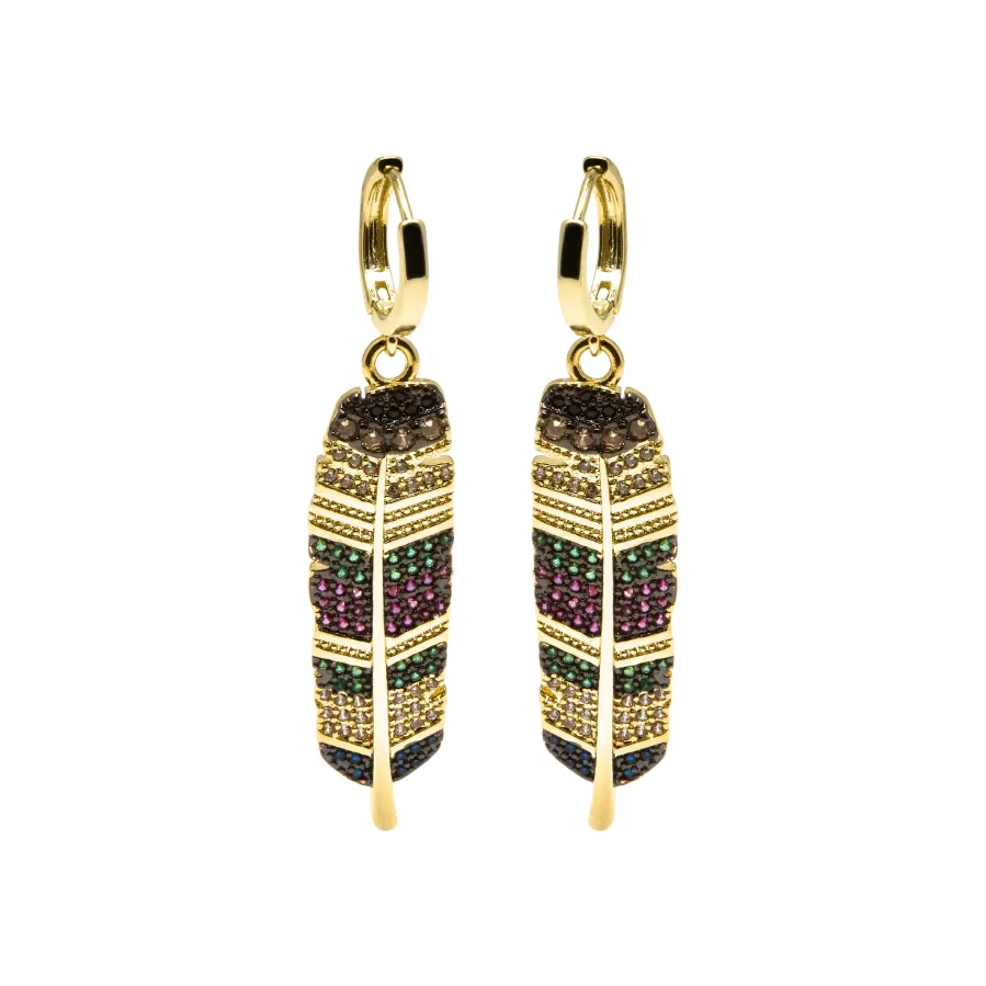Pendientes de Circonita Multicolor acabados en oro amarillo 18K - Muisem