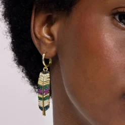 Pendientes de Circonita Multicolor acabados en oro amarillo 18K - Muisem