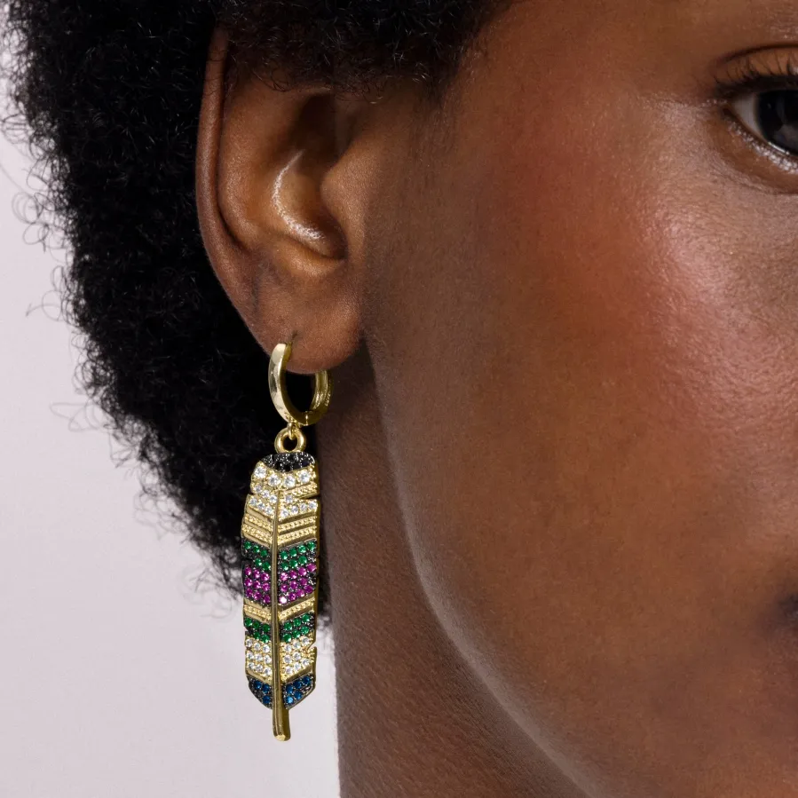 Pendientes de Circonita Multicolor acabados en oro amarillo 18K - Muisem