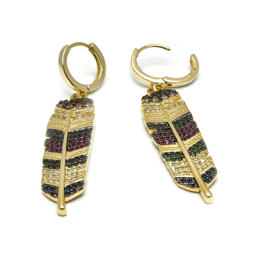 Pendientes de Circonita Multicolor acabados en oro amarillo 18K - Muisem