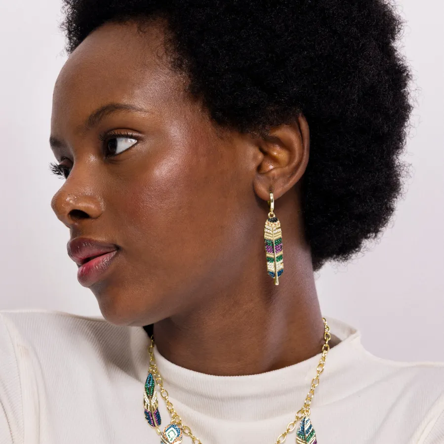 Pendientes de Circonita Multicolor acabados en oro amarillo 18K - Muisem