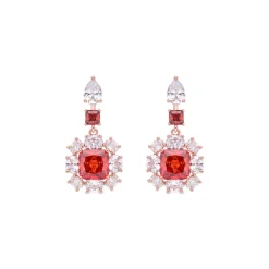 Pendientes de Circonita Rubí acabado en oro rosa de 18k - Iwo