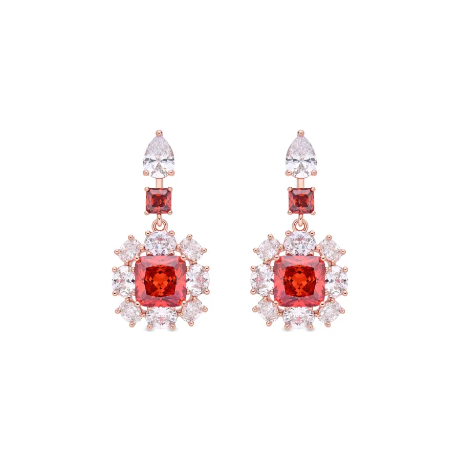 Pendientes de Circonita Rubí acabado en oro rosa de 18k - Iwo