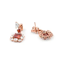 Pendientes de Circonita Rubí acabado en oro rosa de 18k - Iwo