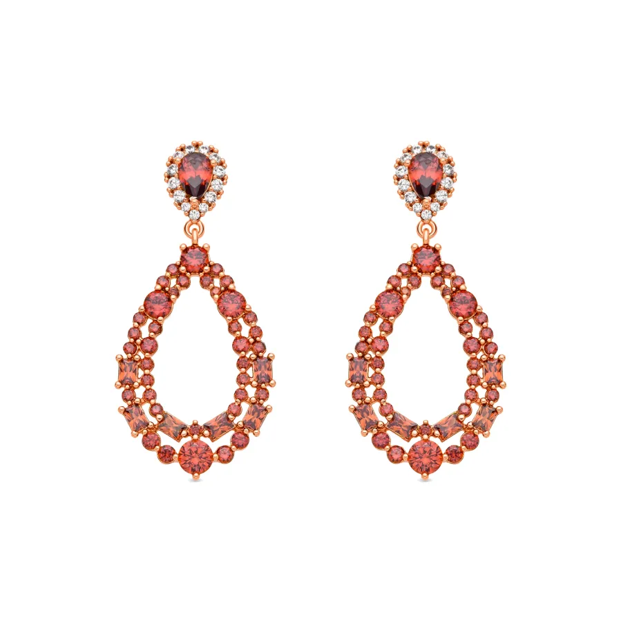 Pendientes de Circonita Rubí acabado en oro amarillo de 18k - Damao
