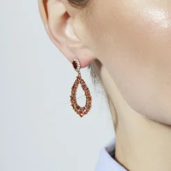 Pendientes de Circonita Rubí acabado en oro amarillo de 18k - Damao