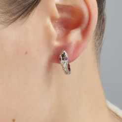 Pendientes de Circonita Rubí acabados en rodio - Madsi