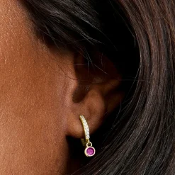 Pendientes de Circonita Rubí acabados en oro amarillo 18K - Warlah