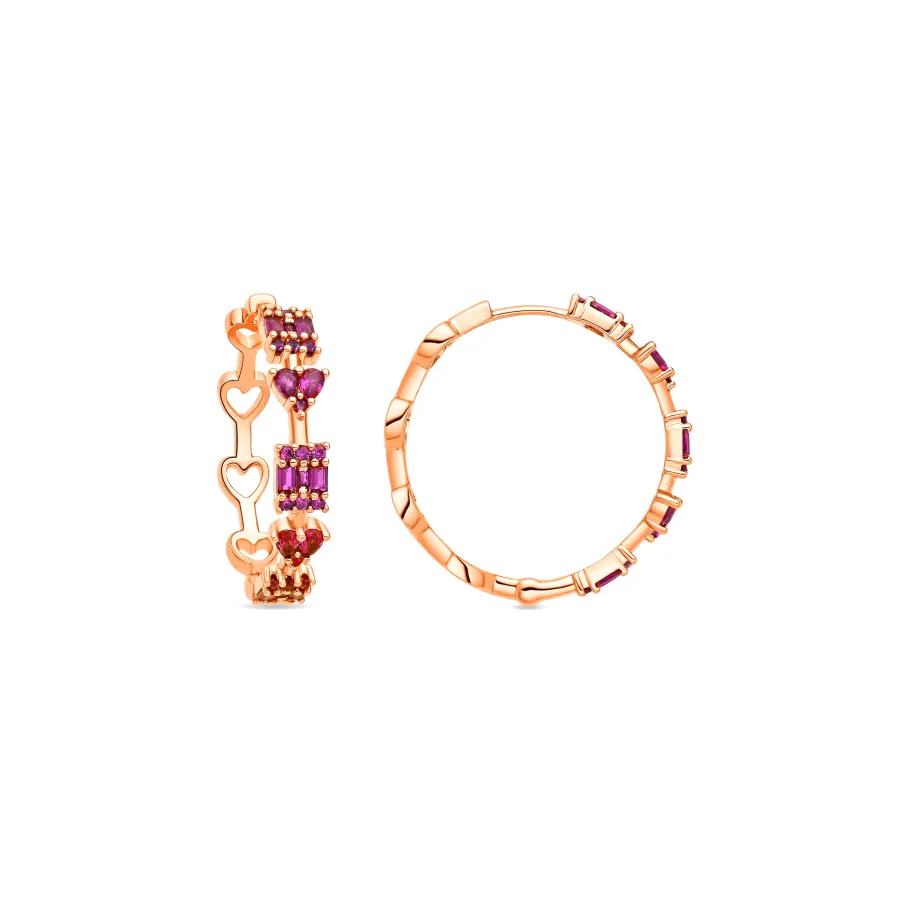 Pendientes de Circonita Rubí acabado en oro amarillo de 18k - Fanri