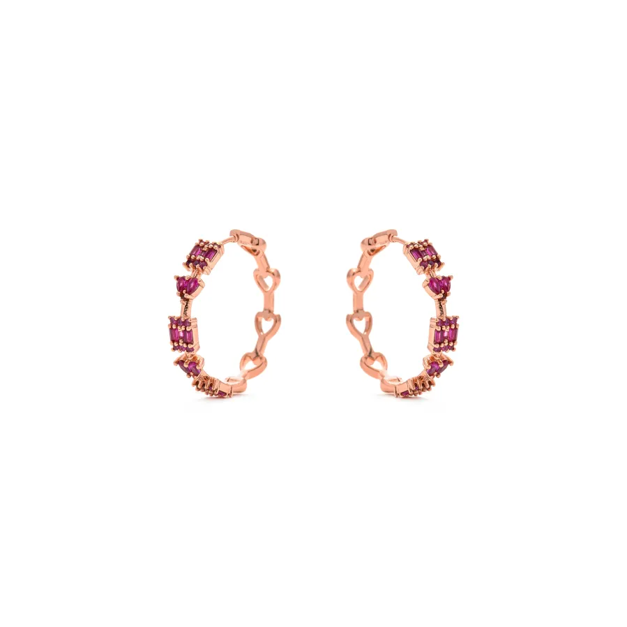 Pendientes de Circonita Rubí acabado en oro amarillo de 18k - Fanri