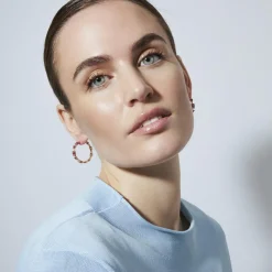 Pendientes de Circonita Rubí acabado en oro amarillo de 18k - Fanri