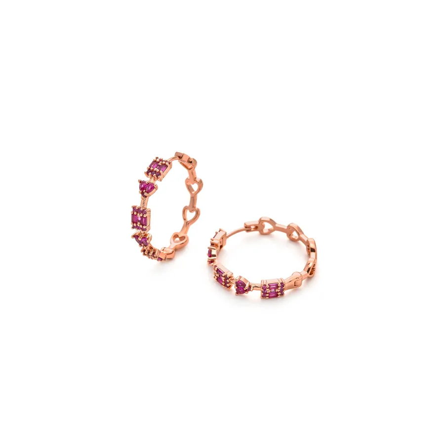 Pendientes de Circonita Rubí acabado en oro amarillo de 18k - Fanri