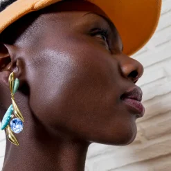 Pendientes de Circonita Topacio Azul acabados en oro amarillo 18K - Amarke