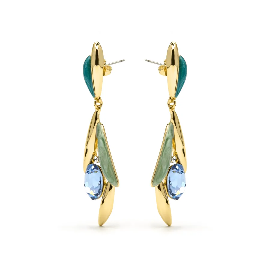 Pendientes de Circonita Topacio Azul acabados en oro amarillo 18K - Amarke