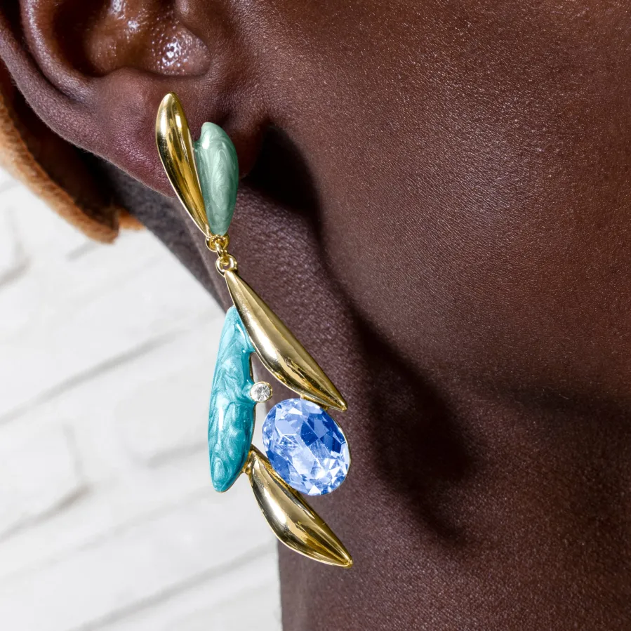 Pendientes de Circonita Topacio Azul acabados en oro amarillo 18K - Amarke