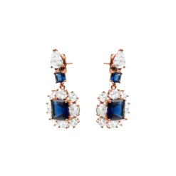 Pendientes de Circonita Zafiro acabado en oro rosa de 18k - Iwo