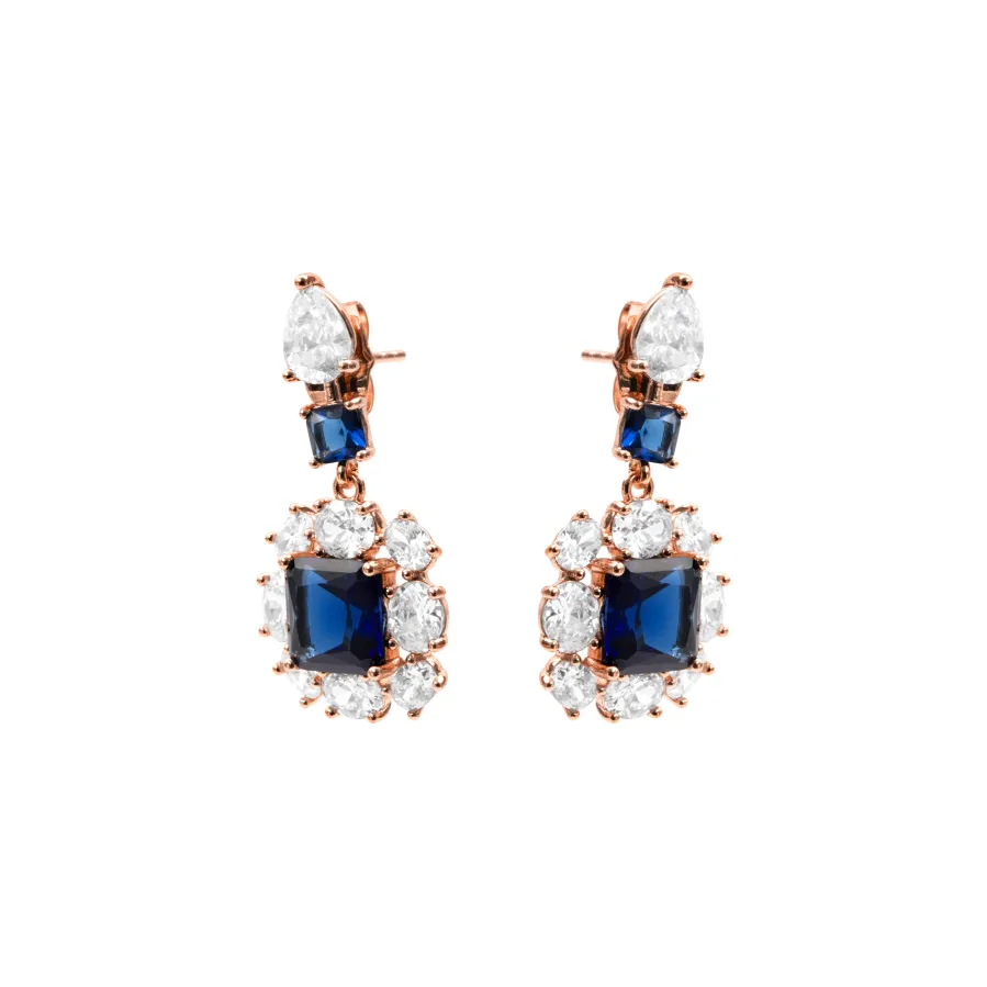 Pendientes de Circonita Zafiro acabado en oro rosa de 18k - Iwo