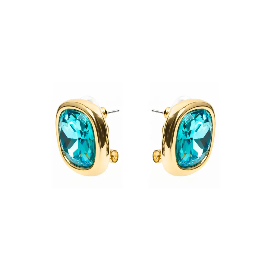 Pendientes de Cristal Azul acabado en oro amarillo de 18k - Casis