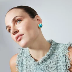 Pendientes de Cristal Azul acabado en oro amarillo de 18k - Casis